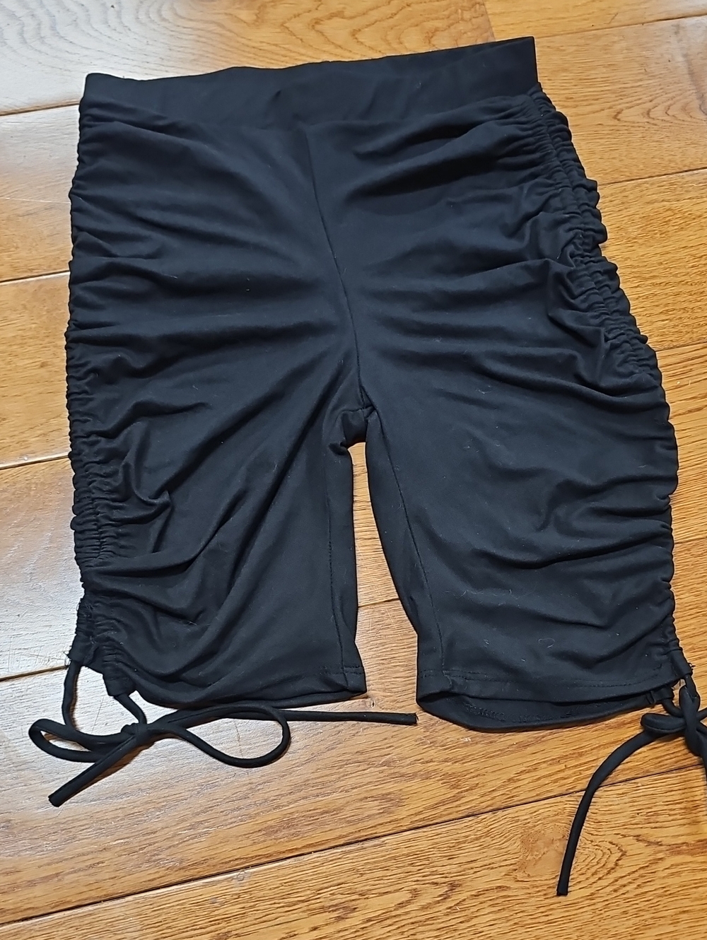Women’s Black Ruched Drawstring Bike Shorts By PUBLIK
